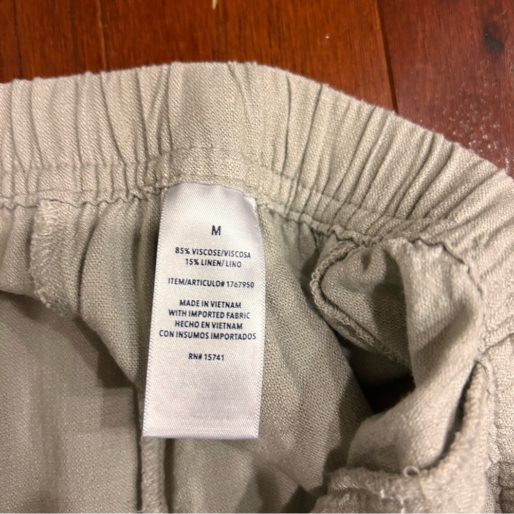 $158 SPLENDID Women’s Linen Blend Wide Leg Cropped Tan Pull On Pant size M - Picture 9 of 9